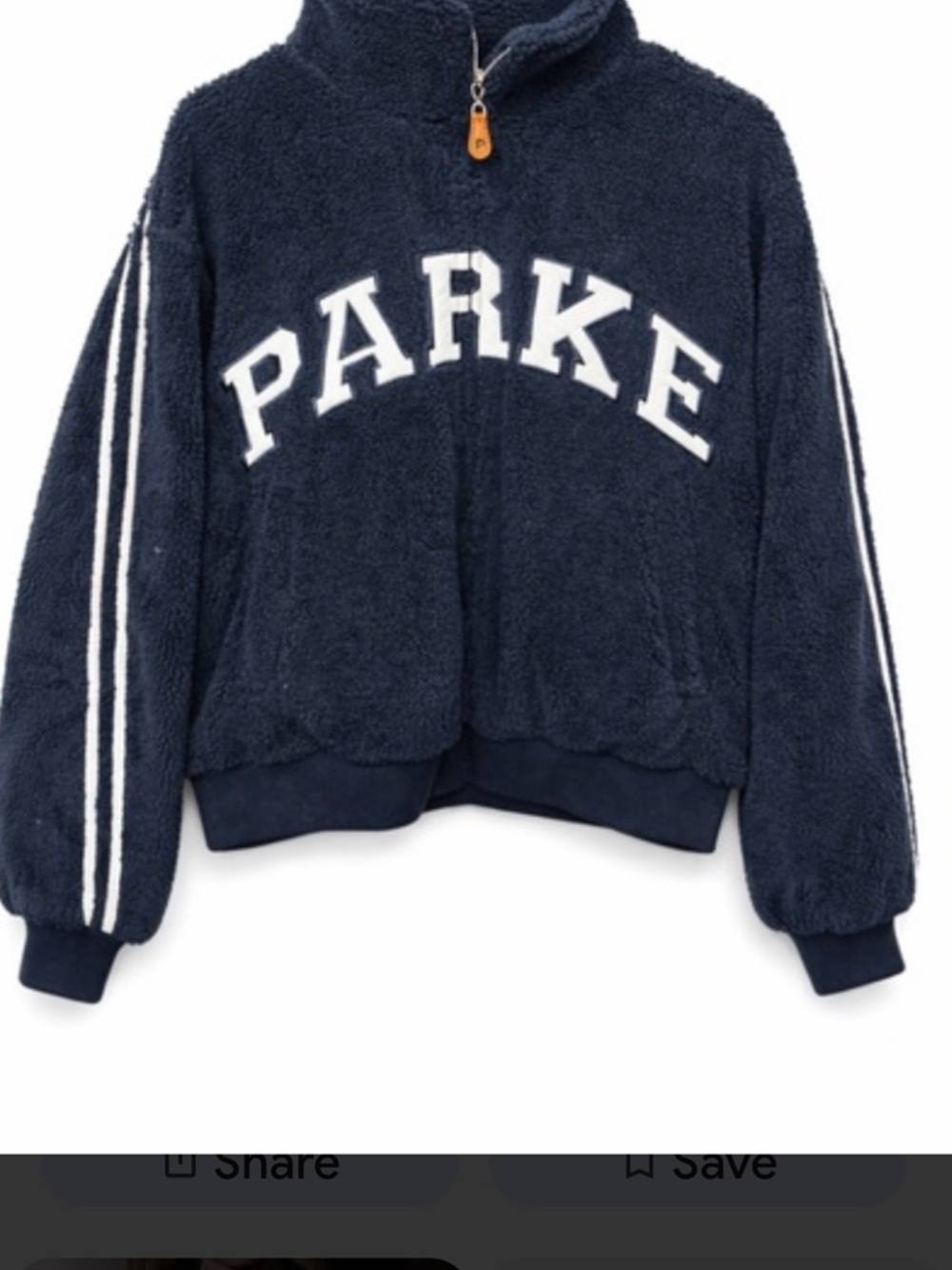 PARKE Sport Stripe Varsity Fleece Zip-Up Navy S SMALL/Meduim NEW SOLD-OUT SIZE
